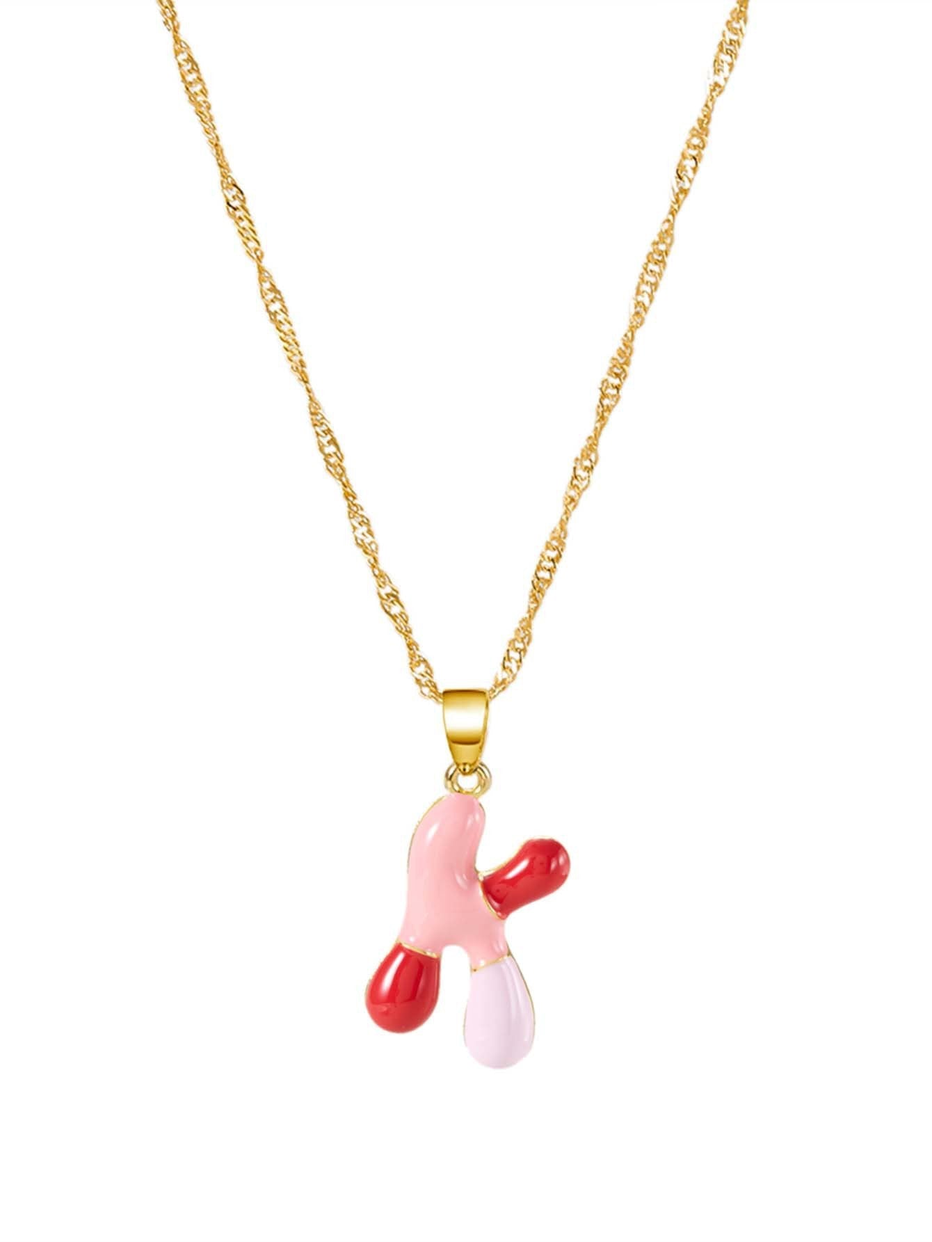 Colorblock Bubble Letter Necklace