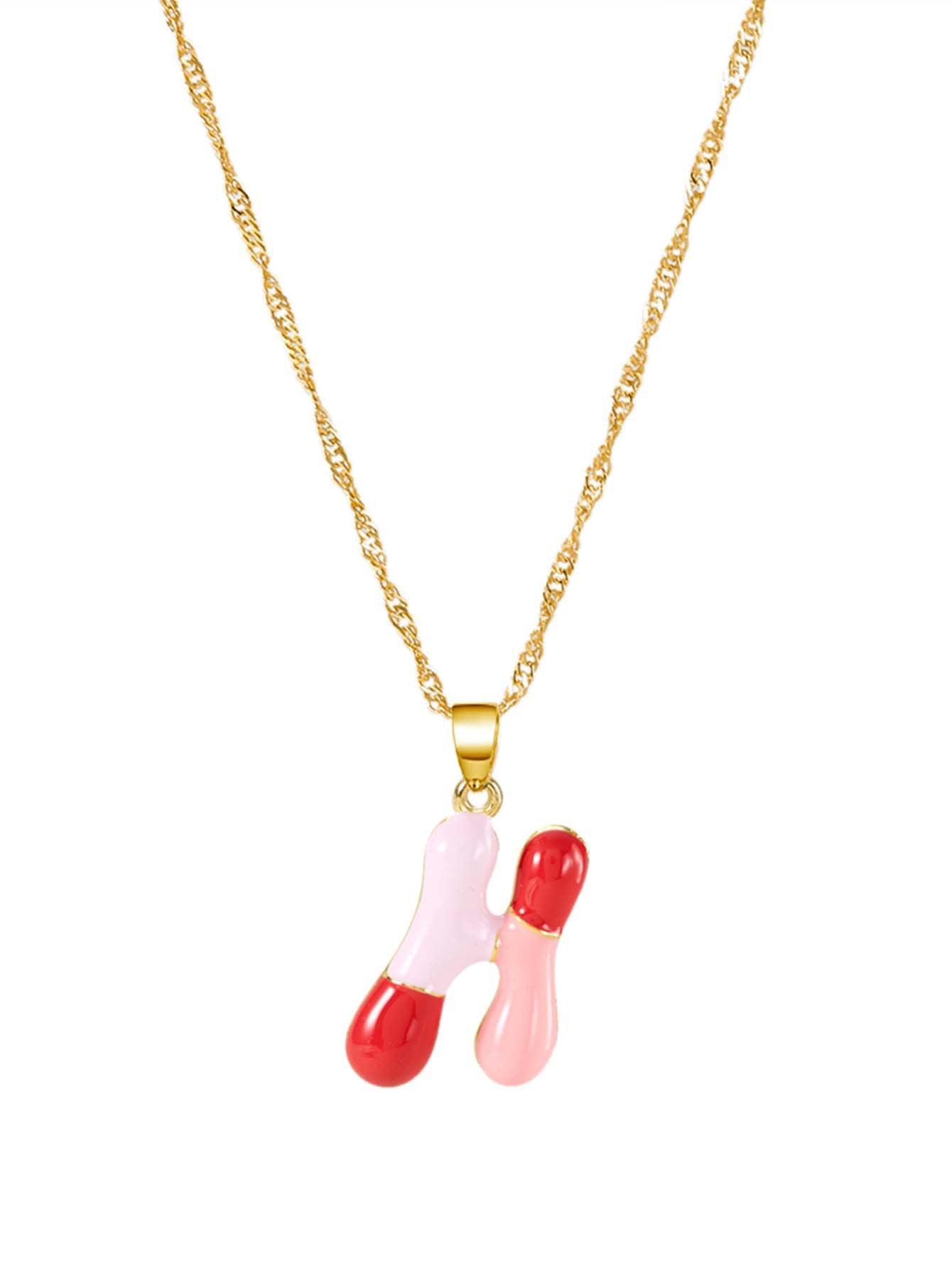 Colorblock Bubble Letter Necklace