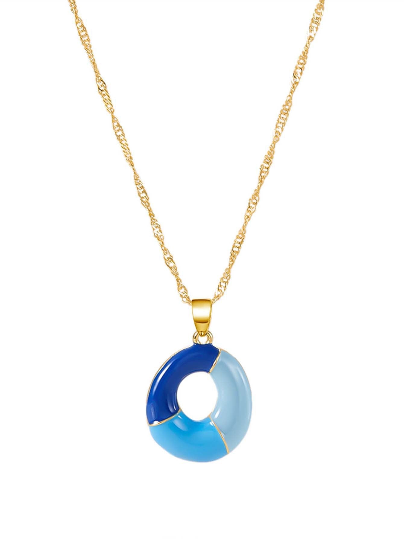 Colorblock Bubble Letter Necklace