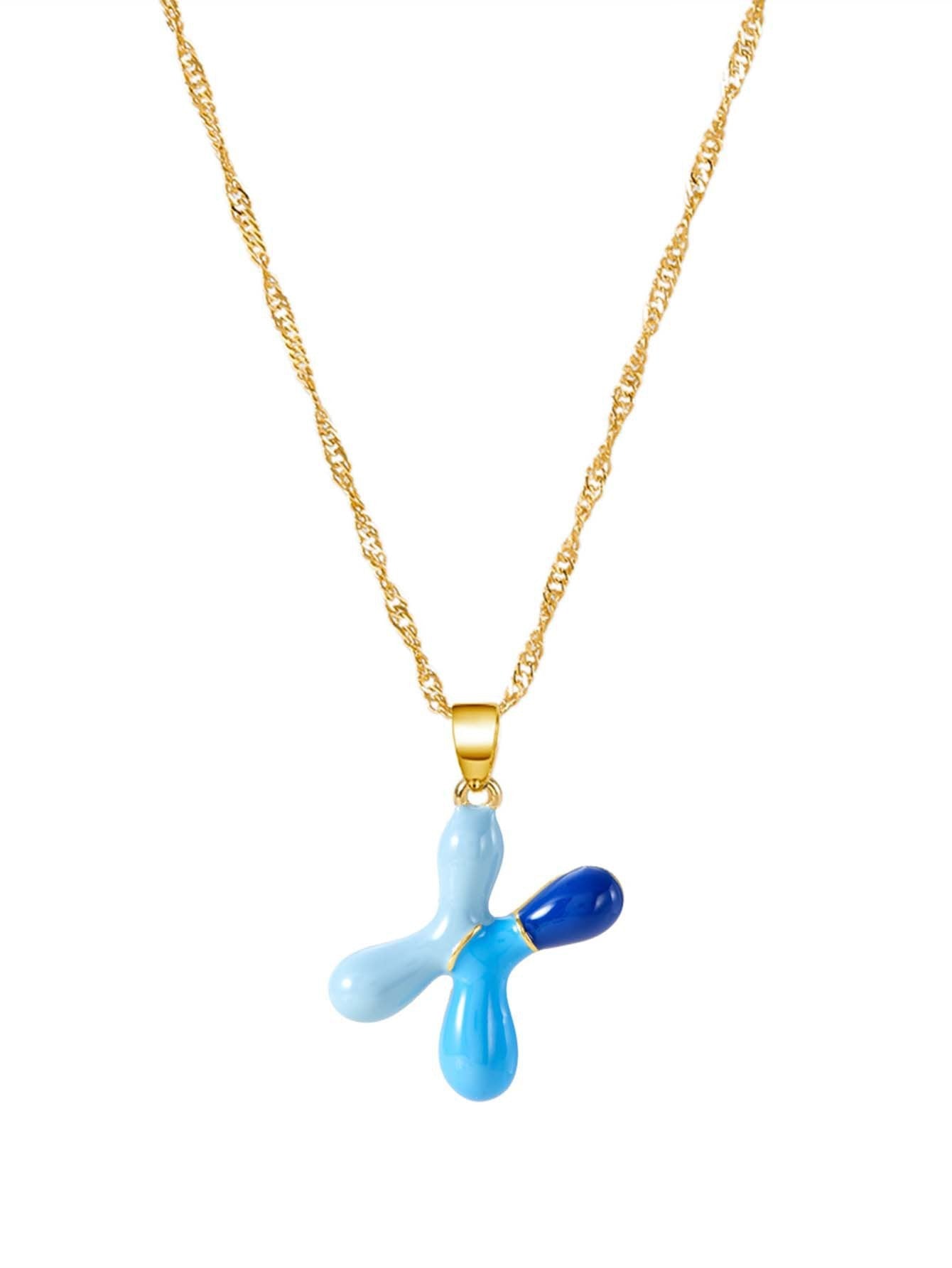 Colorblock Bubble Letter Necklace