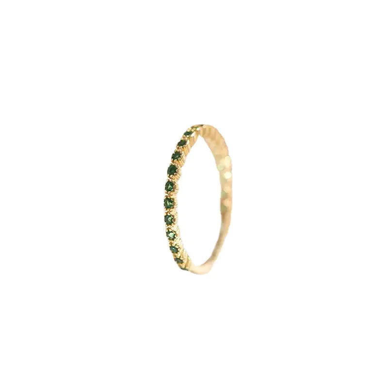 14K Gold Ring with Single Row of Diamond Plating