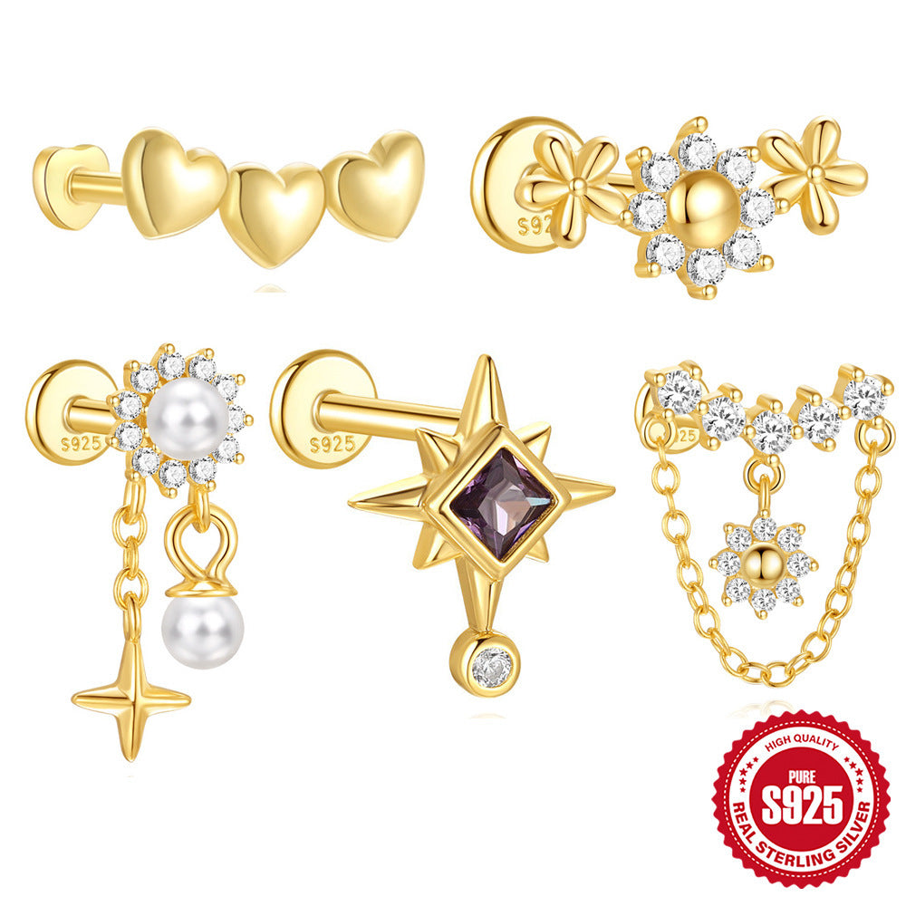 Pavé Flor Trio Flat Back Stud