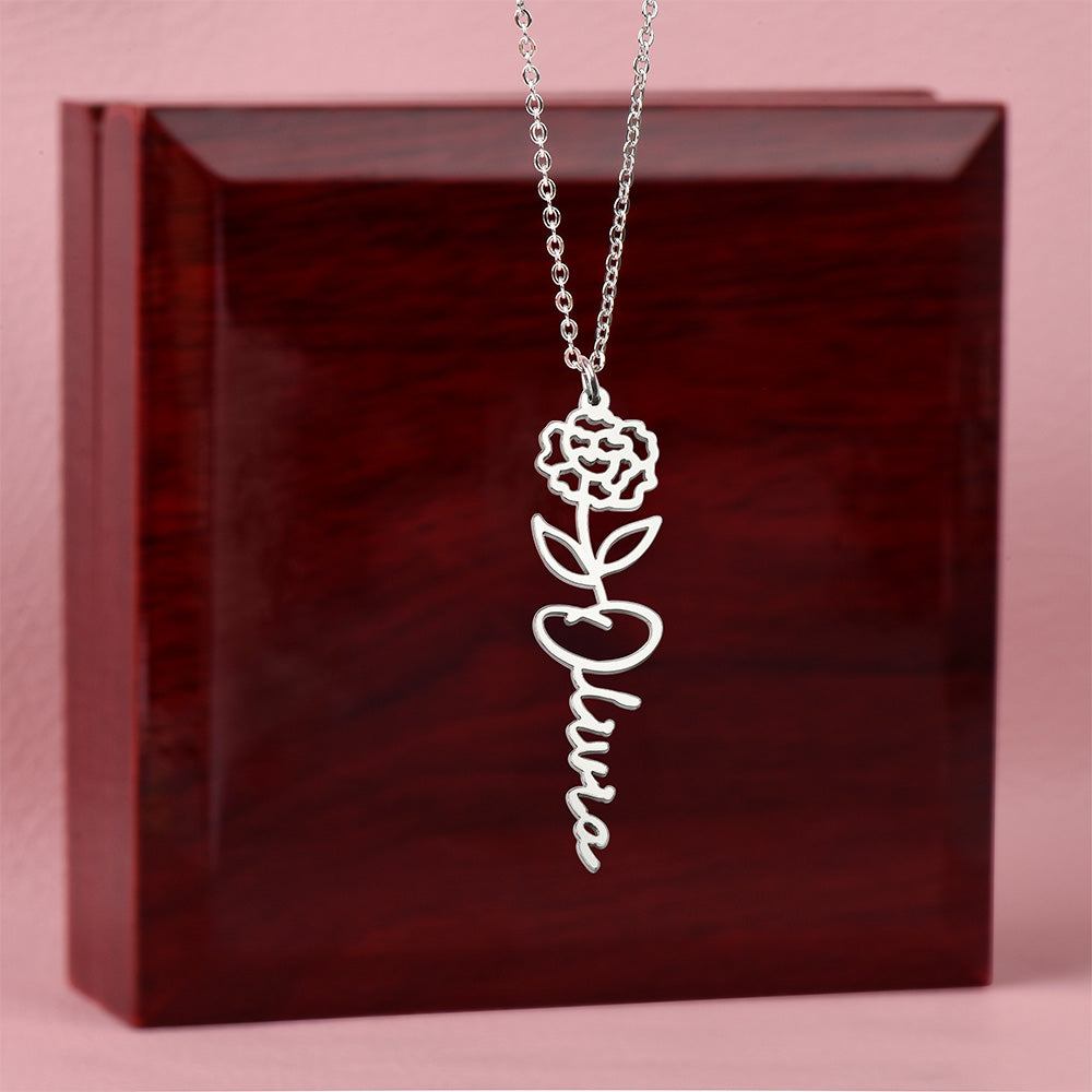 Elizabeth Flower Name Necklace