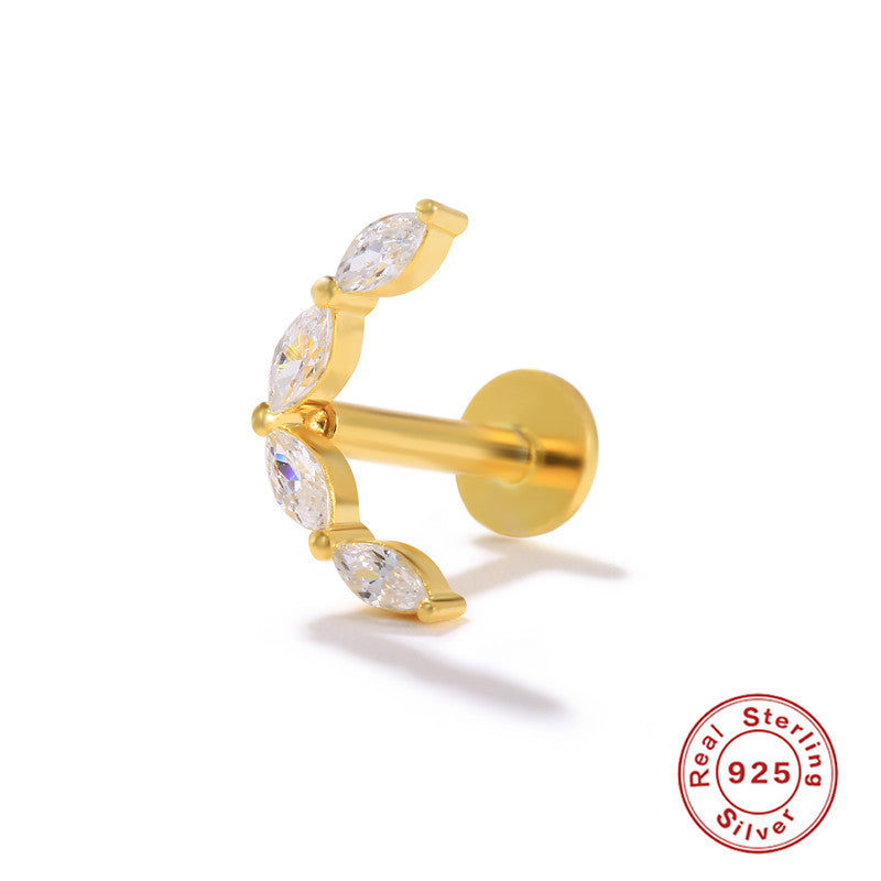 Gold Vermeil Flat Back Studs Marquise Cluster