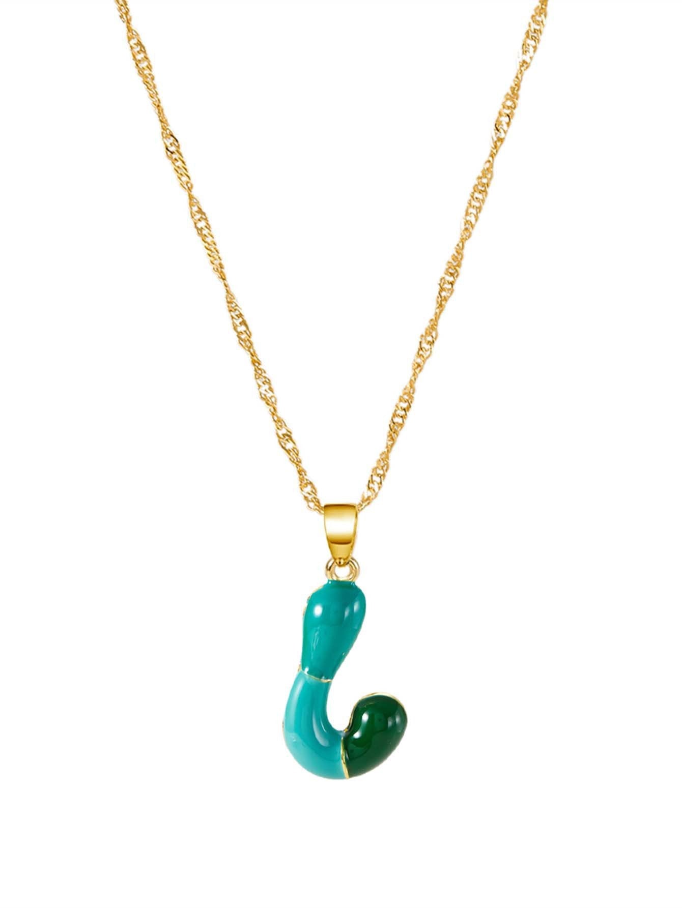 Colorblock Bubble Letter Necklace