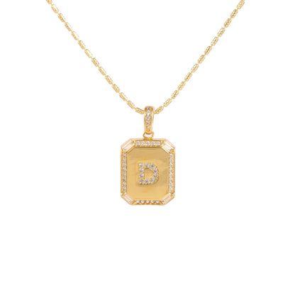 Square Initial Pendant Necklace