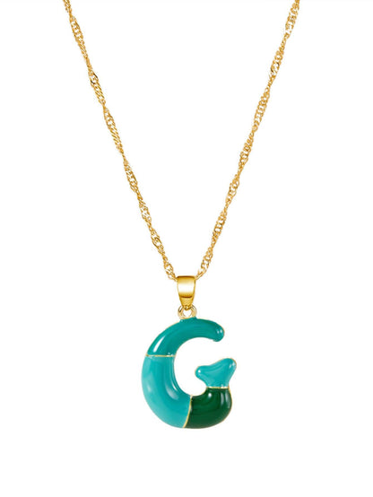Colorblock Bubble Letter Necklace