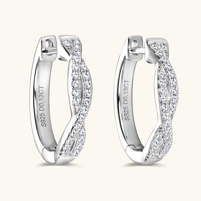 Pavé Moissanite Twist Hoop Earrings