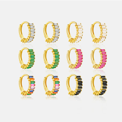 Baguette Clear CZ Huggie Earrings