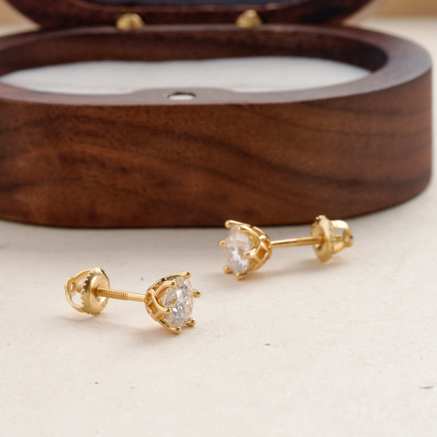Moissanite Gold Stud Earrings