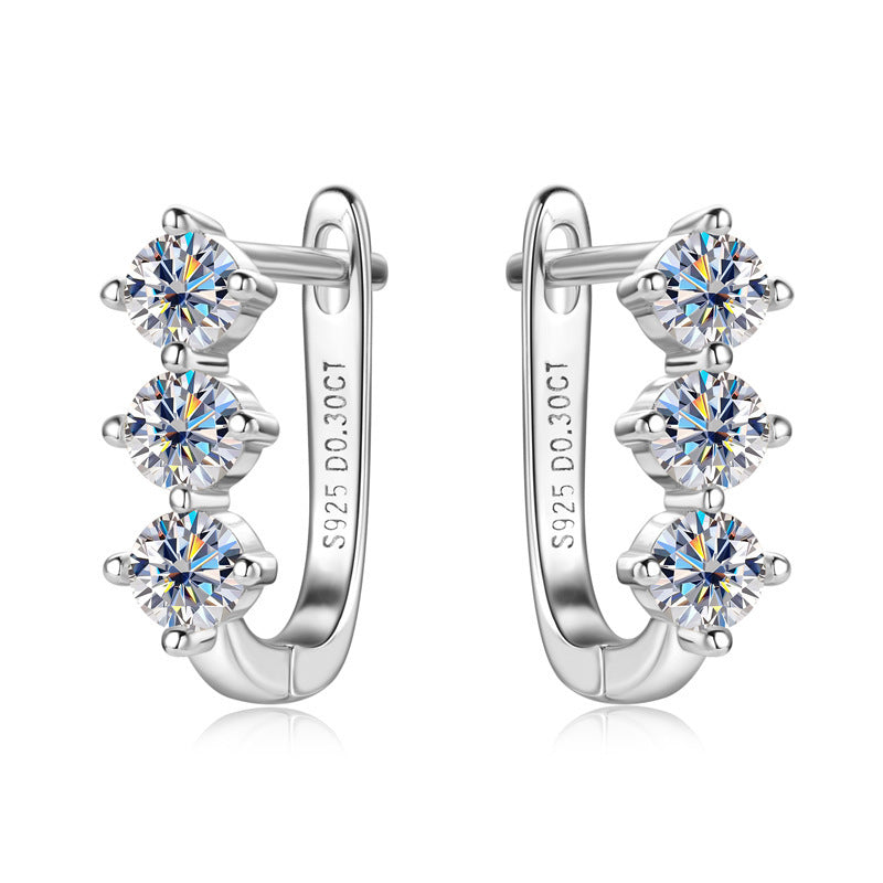 Moissanite Trio Hoop Earrings