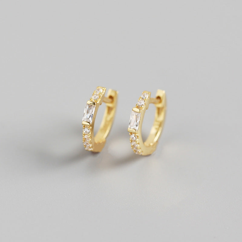 Baguette CZ and Pavé Huggie Earrings