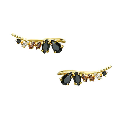 Black CZ Ear Climber Earrings