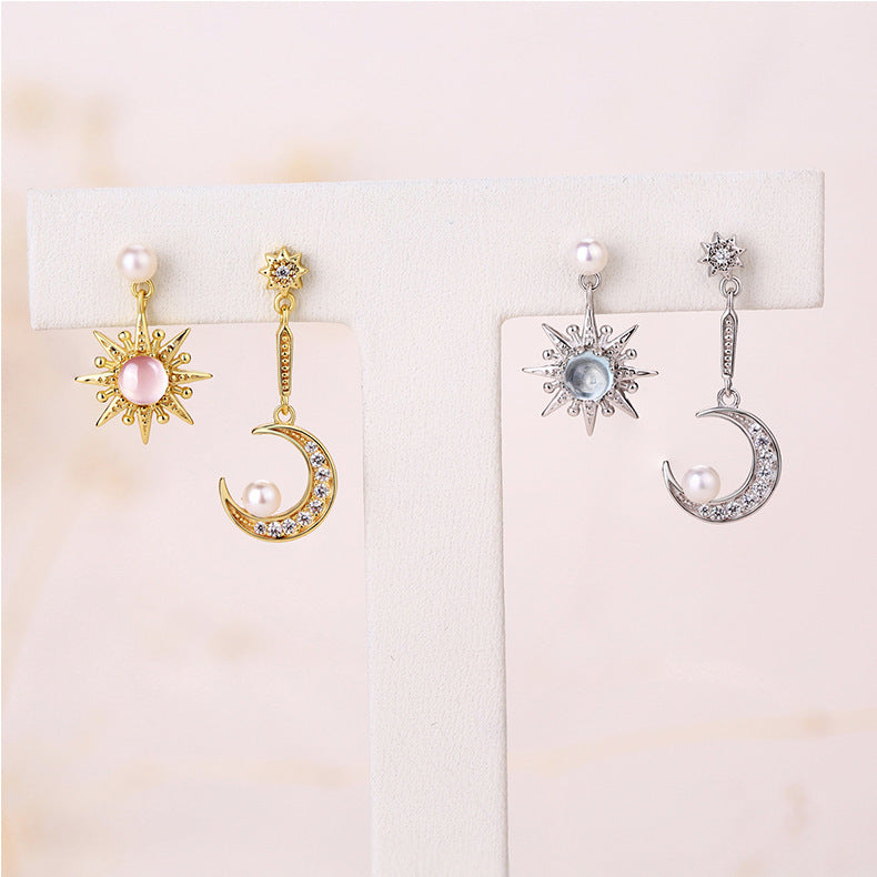 Sun and Moon Assymetric Earrings