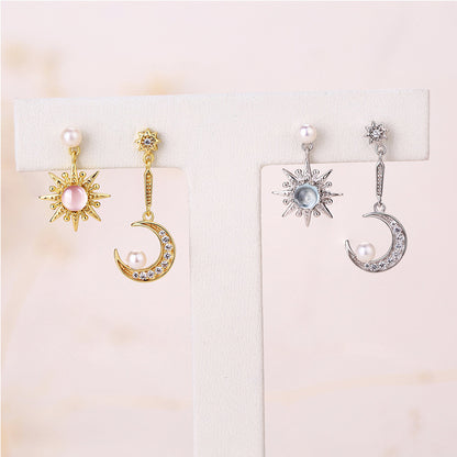 Sun and Moon Assymetric Earrings