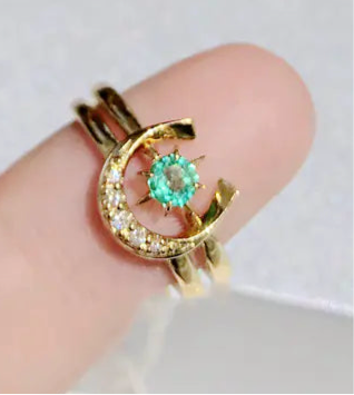 Emelia Gold Emerald Horseshoe Ring