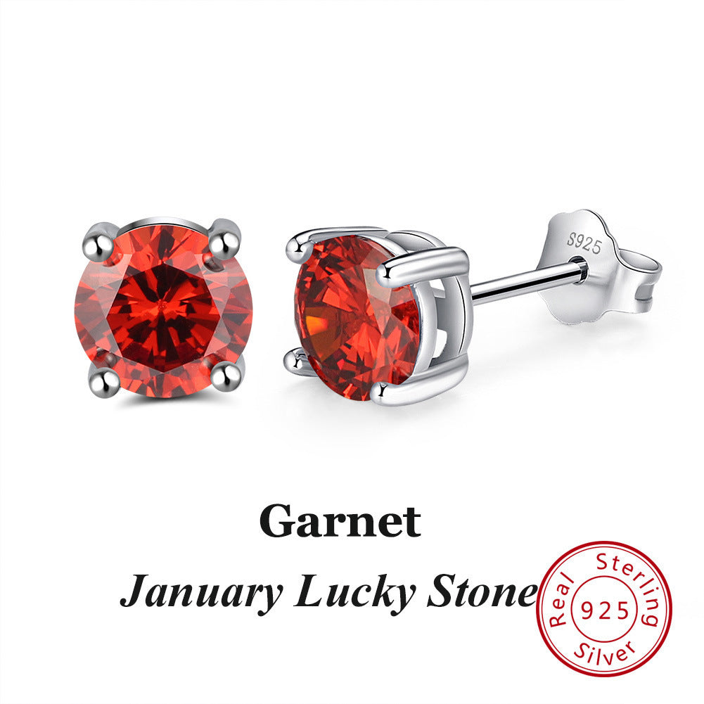 Birthstone Gem Stud Earrings