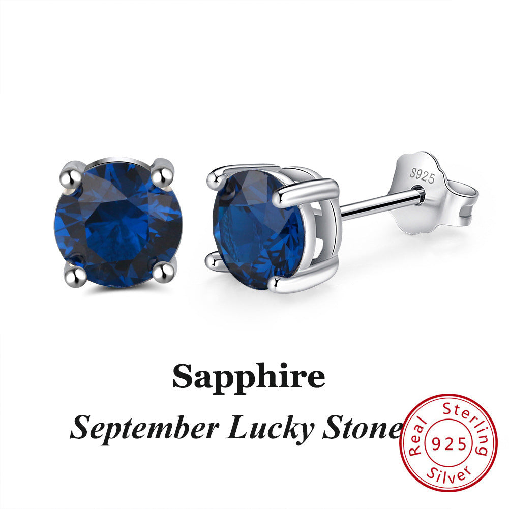 Birthstone Gem Stud Earrings
