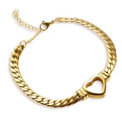 Gold Heart Cuban Bracelet