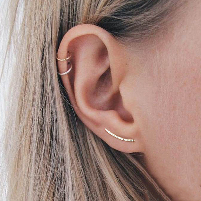 Irregular Grain Ear Climber Earrings