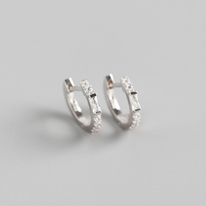 Baguette CZ and Pavé Huggie Earrings
