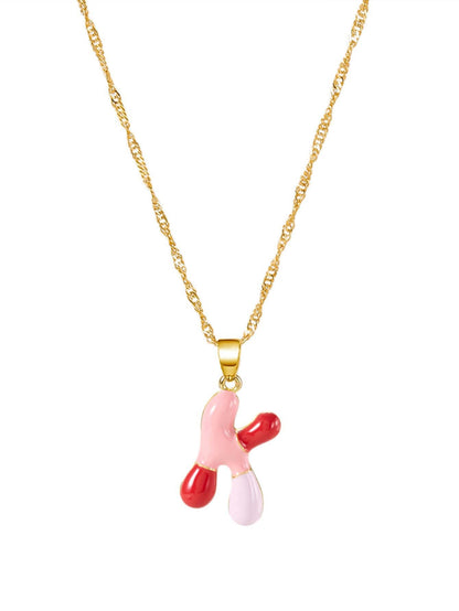 Colorblock Bubble Letter Necklace