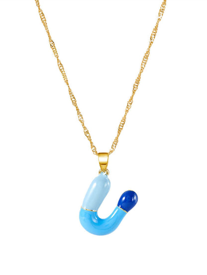 Colorblock Bubble Letter Necklace