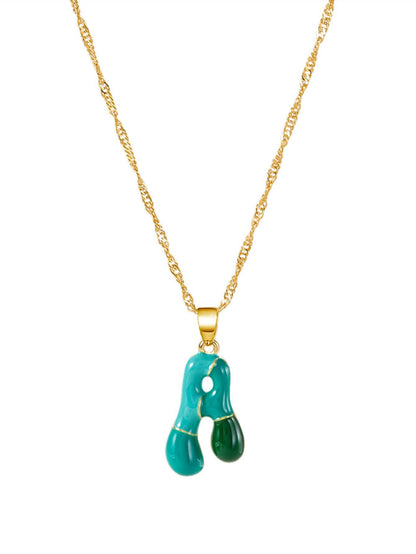 Colorblock Bubble Letter Necklace