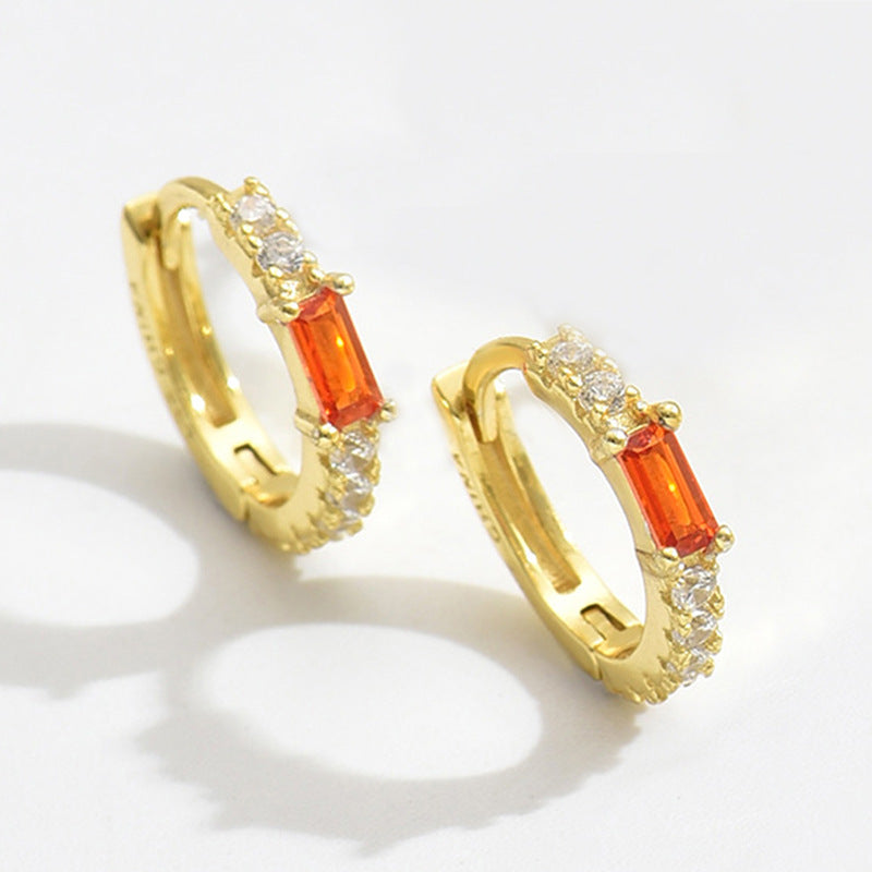 Baguette CZ and Pavé Huggie Earrings