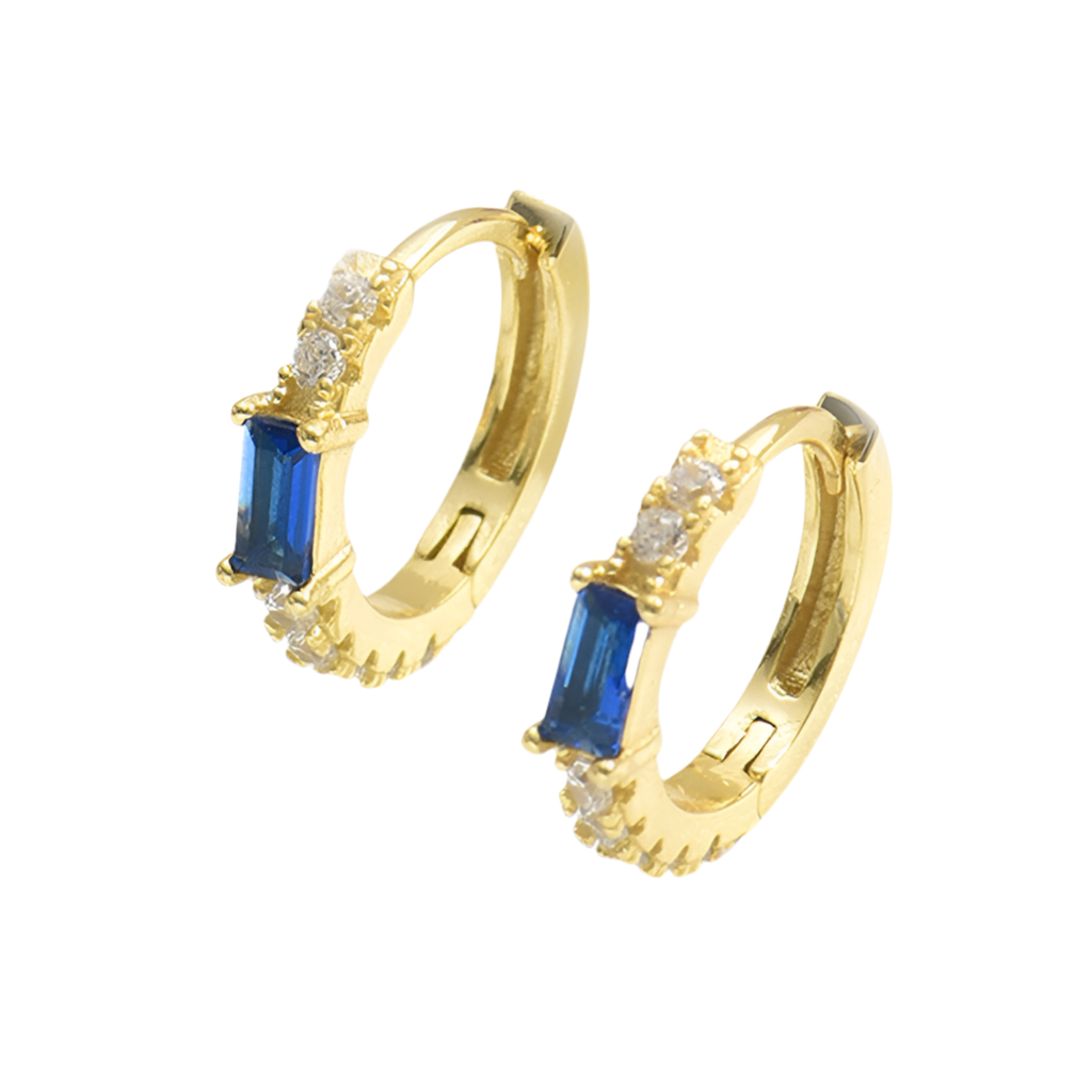 Baguette CZ and Pavé Huggie Earrings