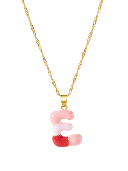 Colorblock Bubble Letter Necklace