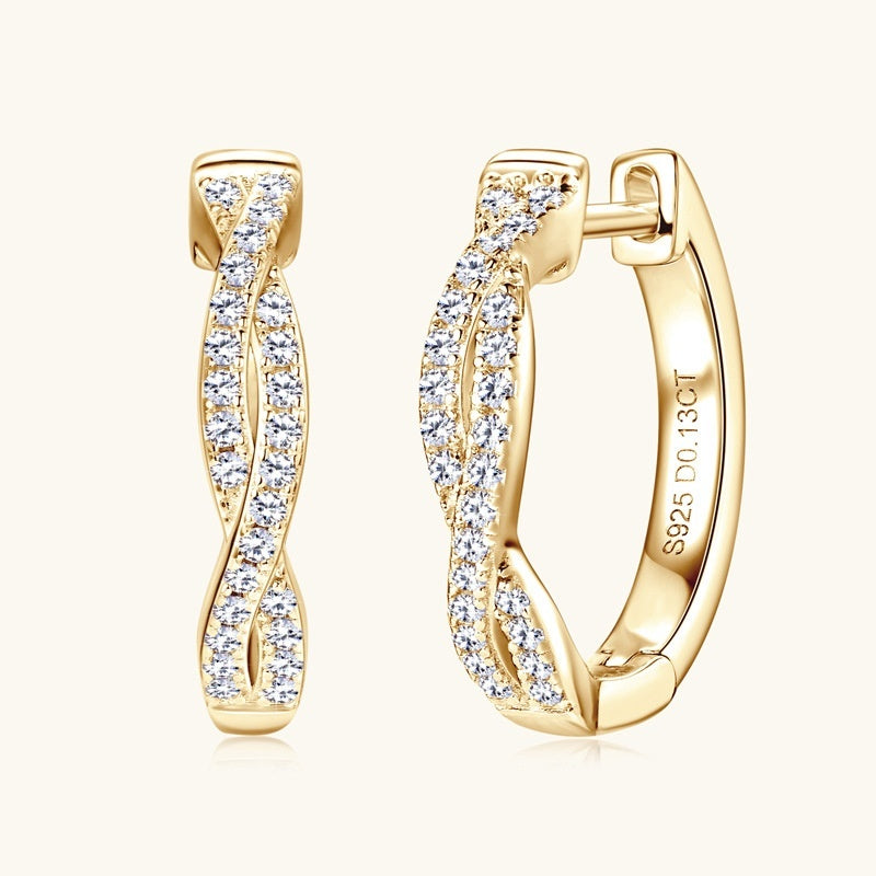 Pavé Moissanite Twist Hoop Earrings