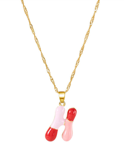 Colorblock Bubble Letter Necklace