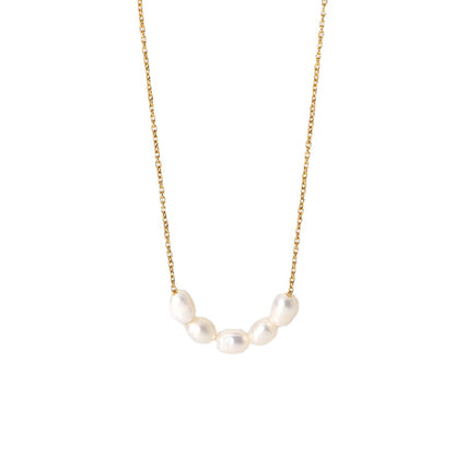Pearl Stacked on Gold Necklace