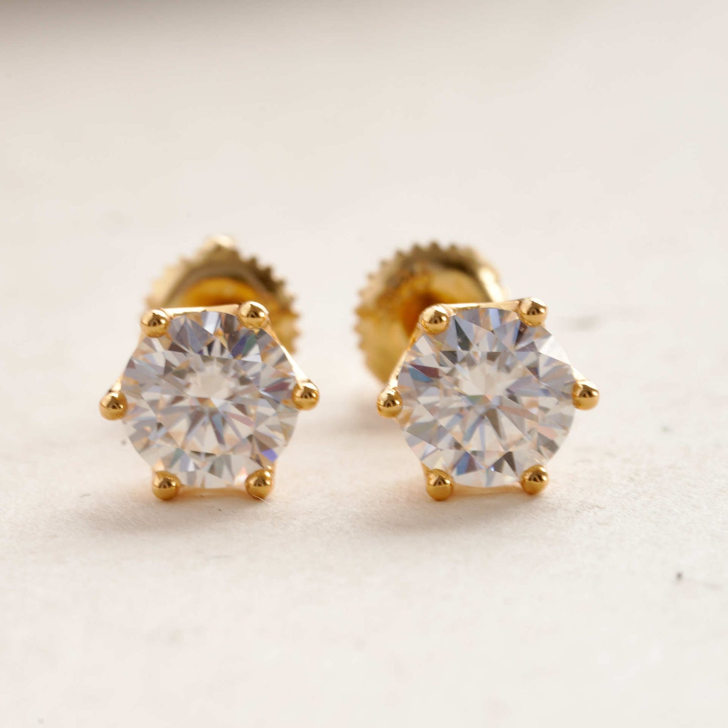 Moissanite Gold Stud Earrings