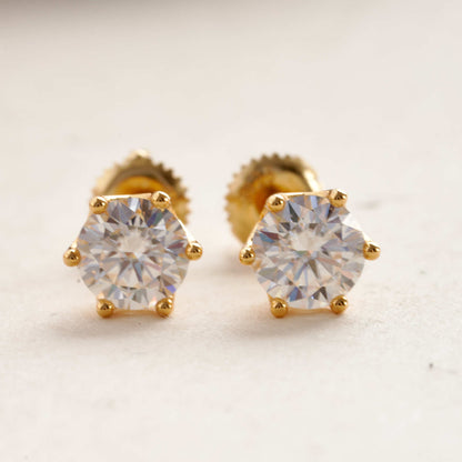 Moissanite Gold Stud Earrings