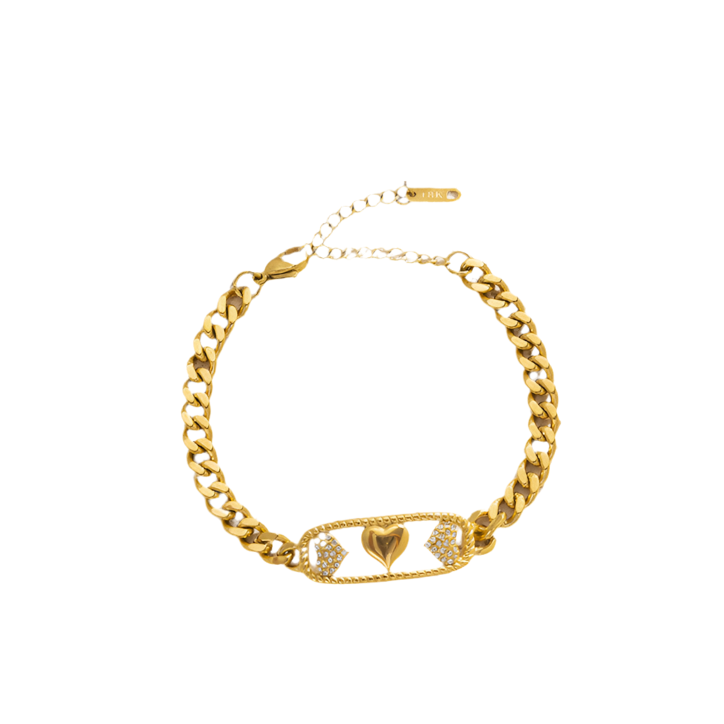 Love Paperclip Cuban Link Bracelet