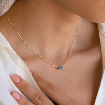 Baguette Birthstone Necklace