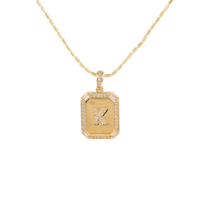 Square Initial Pendant Necklace