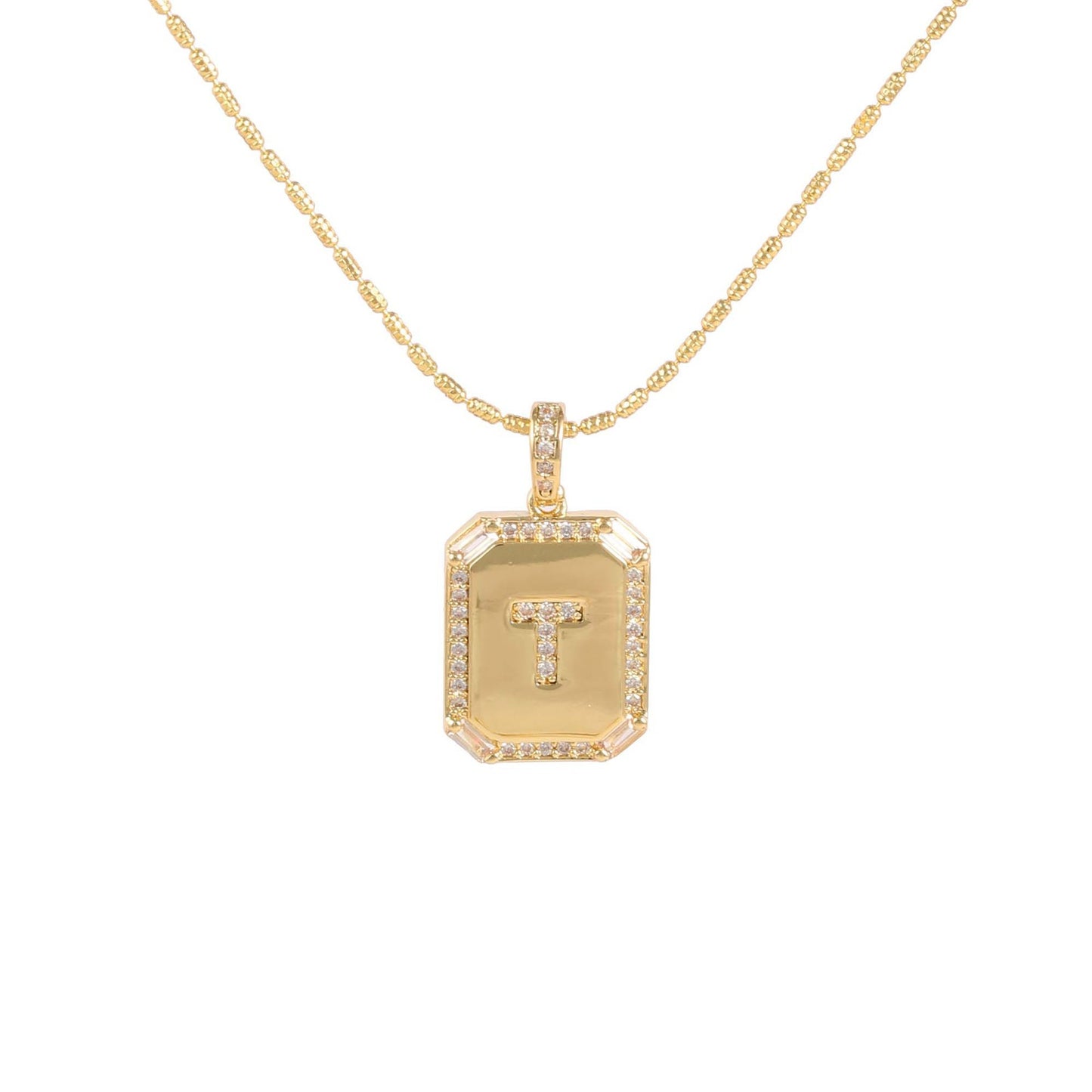 Square Initial Pendant Necklace