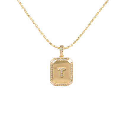 Square Initial Pendant Necklace