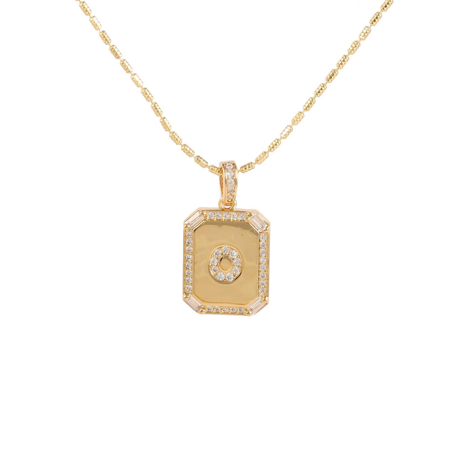 Square Initial Pendant Necklace