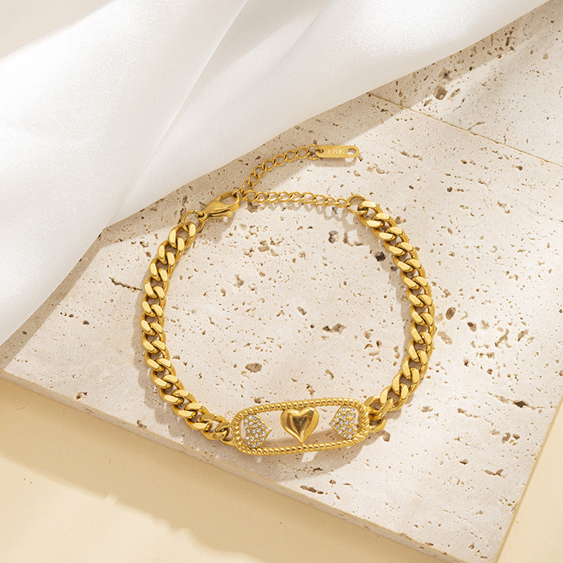 Love Paperclip Cuban Link Bracelet