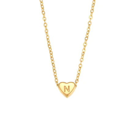 Mini Heart Initial Necklace