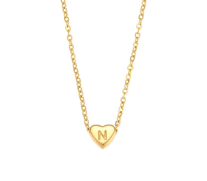 Mini Heart Initial Necklace