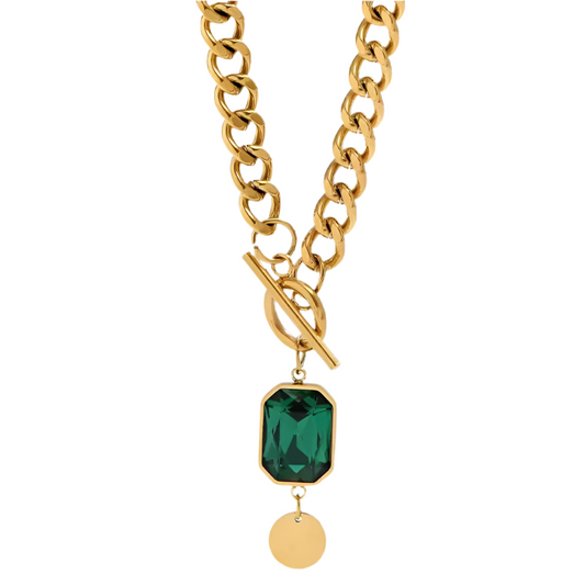 Emerald Green CZ Cuban Link Necklace