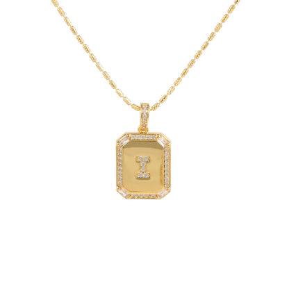 Square Initial Pendant Necklace