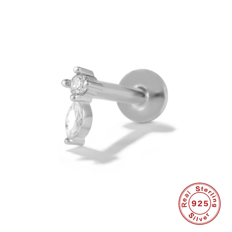 White Gold Vermeil Flat Back Stud