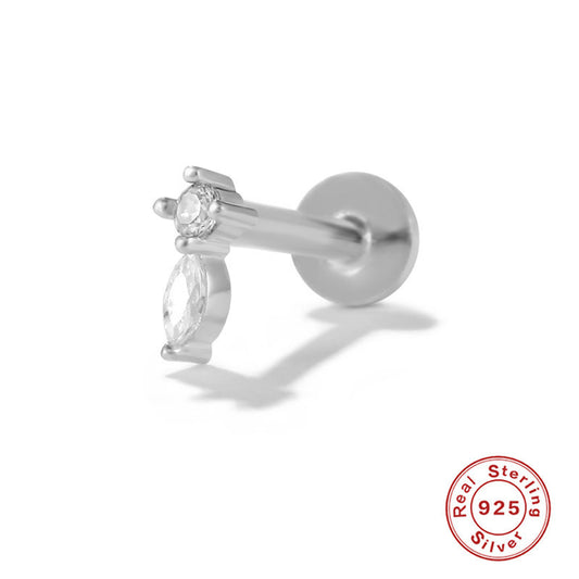 White Gold Vermeil Flat Back Stud