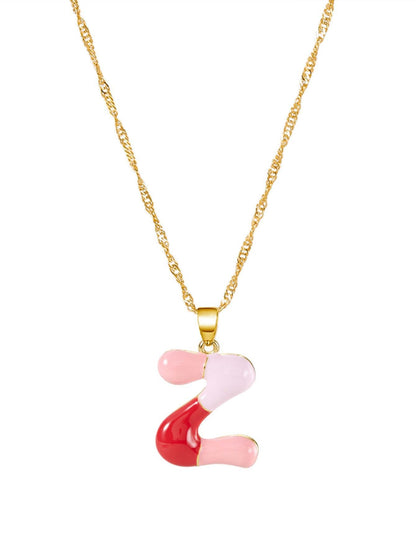 Colorblock Bubble Letter Necklace